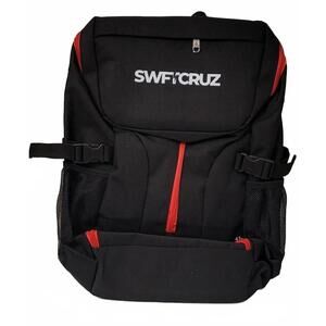 SWFTCRUZ Tennis Bag Black Red Zippers Unisex Sports Backpack